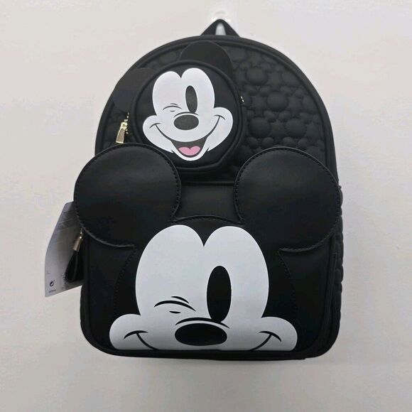 Loungefly Handbags - Disney Loungefly Winking Mickey Backpack With Matching Coin Purse NWT